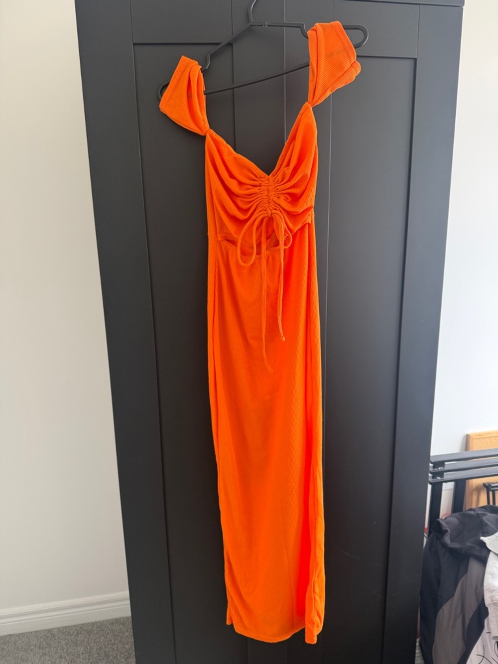 Orange Ruched Tie-Front Midi Dress Swim Cover up